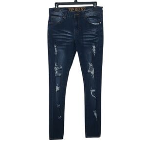 VIP Jeans Dark Wash Distressed Skinny Jeans Size 5/6